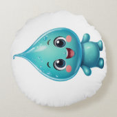 Schattige waterdruppel Cartoon Karakter - Schattig Rond Kussen (Achterkant)