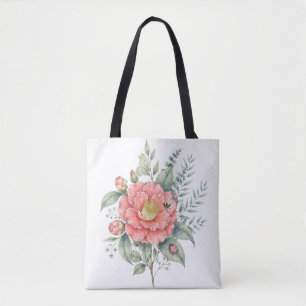 Schattige Waterleliefibiscus Aquarel Tuin Tote Bag