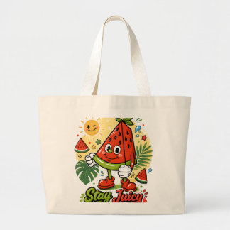 Schattige Watermeloen Cartoon Grote Tote Bag