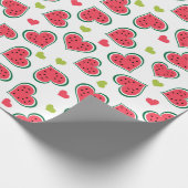 Schattige Watermeloen Harten Girly Meloenen Fruitp Cadeaupapier (Hoek)