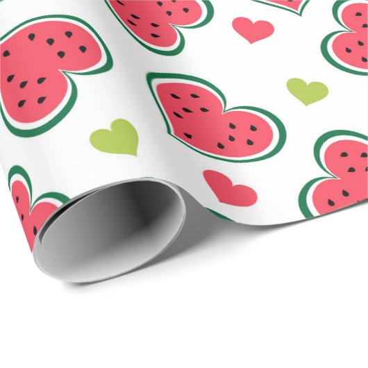 Schattige Watermeloen Harten Girly Meloenen Fruitp Cadeaupapier (Rol Hoek)