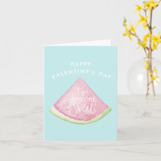 Schattige watermeloen Iemand Liefs Valentijn Kaart (Gele Bloem)