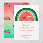 Schattige watermeloenen 1e verjaardag kaart (Voorkant / Achterkant)