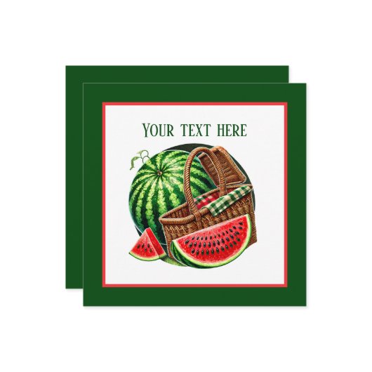 Schattige watermeloenfestival kaart (Voorkant / Achterkant in situ)