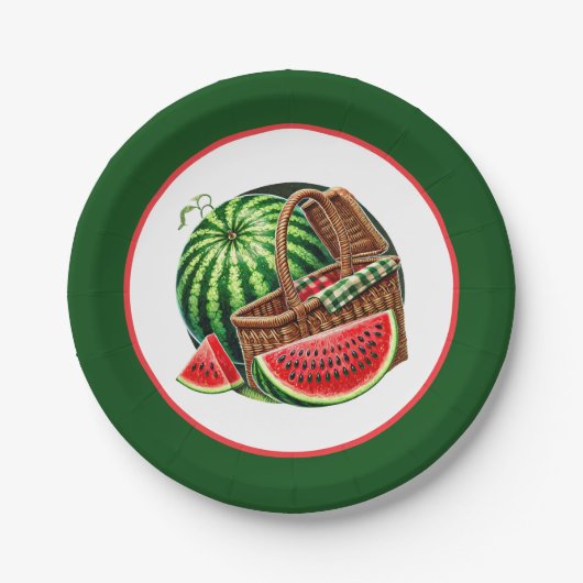 Schattige watermeloenfestival papieren bordje (Voorkant)