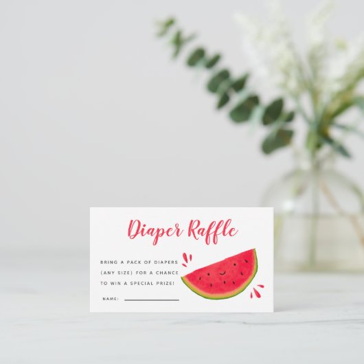 Schattige Watermelon Baby shower Luier Raffle Tick Informatiekaartje (Staand voorkant)