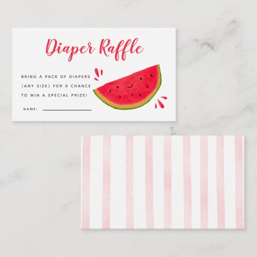 Schattige Watermelon Baby shower Luier Raffle Tick Informatiekaartje (Voorkant / Achterkant)