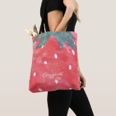 Schattige waterverf aardbei tote bag (Dichtbij)