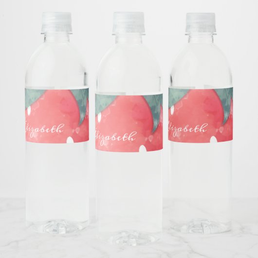 Schattige waterverf aardbei waterfles etiket (Flessen)