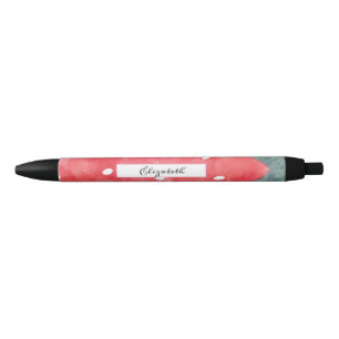 Schattige waterverf aardbei zwarte inkt pen
