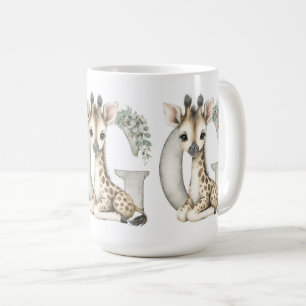 Schattige waterverf baby dier alfabet Giraffe Koffiemok
