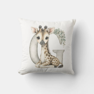 Schattige waterverf baby dier alfabet Giraffe Kussen