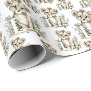 Schattige waterverf baby dier alfabet Leeuw Cadeaupapier