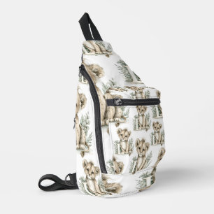 Schattige waterverf baby dier alfabet Leeuw Sling Bag