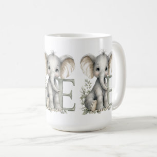 Schattige waterverf baby dier alfabet Olifant Koffiemok