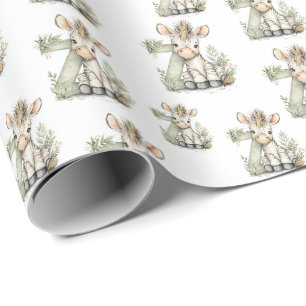Schattige waterverf baby dier alfabet zebra cadeaupapier