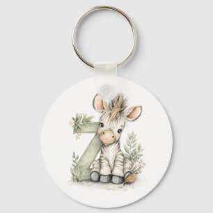 Schattige waterverf baby dier alfabet zebra sleutelhanger