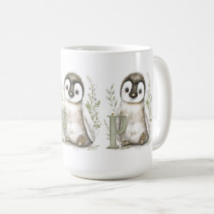 Schattige Waterverf Baby Dieren Alfabet Pinguïn Koffiemok