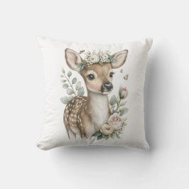 Schattige Waterverf Baby Dieren met Bloemen Kussen