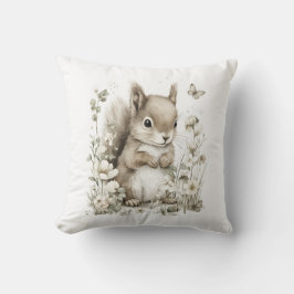 Schattige Waterverf Baby Dieren met Bloemen Kussen