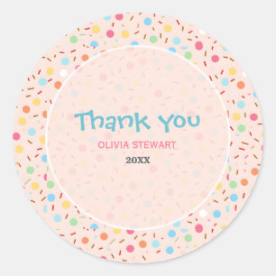 Schattige waterverf baby sprinkle bedankt ronde sticker