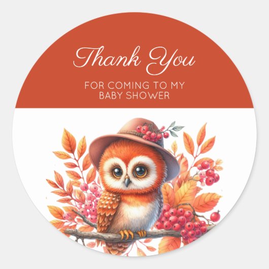 Schattige Waterverf Baby Uil Dank u Ronde Sticker (Voorkant)