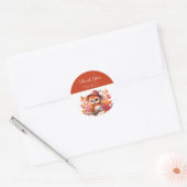 Schattige Waterverf Baby Uil Dank u Ronde Sticker (Envelop)