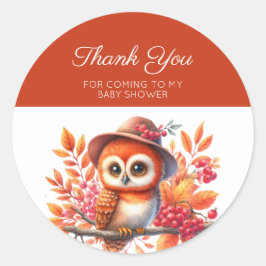 Schattige Waterverf Baby Uil Dank u Ronde Sticker