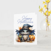 Schattige waterverf babydraak halloween voor kinde kaart (Gele Bloem)