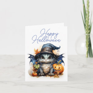 Schattige waterverf babydraak halloween voor kinde kaart