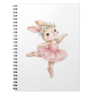 Schattige Waterverf Ballerina Konijn Bloem Notitieboek