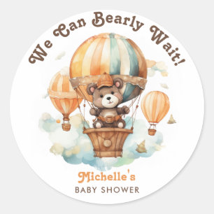 Schattige Waterverf Beer met ballonnen Baby shower Ronde Sticker
