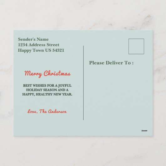 Schattige waterverf besneeuwde kerstdorp feestdagenkaart (Achterkant)