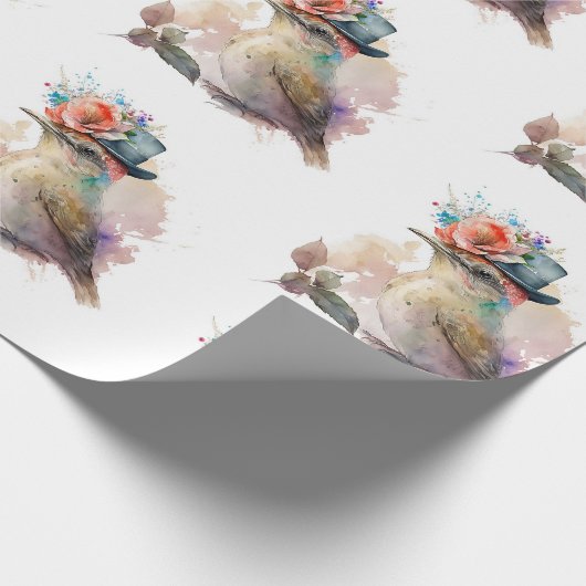 Schattige Waterverf Bird in een Pet Wrapping Paper Cadeaupapier (Hoek)
