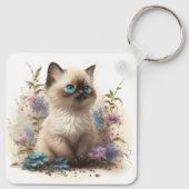 Schattige Waterverf Birman Kitten Sleutelhanger (Achterkant)