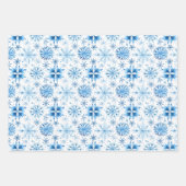 Schattige Waterverf Blauw Kerst Sneeuwvlokken Wrap Inpakpapier Vel (Voorkant 2)