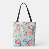 Schattige waterverf blauw natuur patroon modern tote bag (Achterkant)