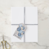 Schattige Waterverf Blauw Witte Ballonnen Feest Cadeaulabel (Met Touw)