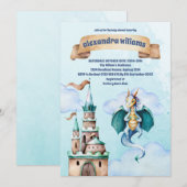Schattige Waterverf Blauwe Draak Baby Shower Kaart (Voorkant / Achterkant)
