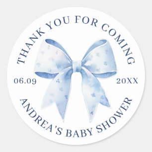 Schattige Waterverf Blauwe Strik Baby Shower Bedan Ronde Sticker