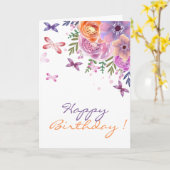 Schattige Waterverf Bloemen Butterflies Kaart (Gele Bloem)