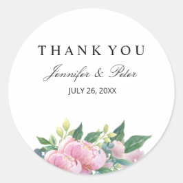 SCHATTIGE WATERVERF BLOEMEN DECOUPAGE DANK U RONDE STICKER