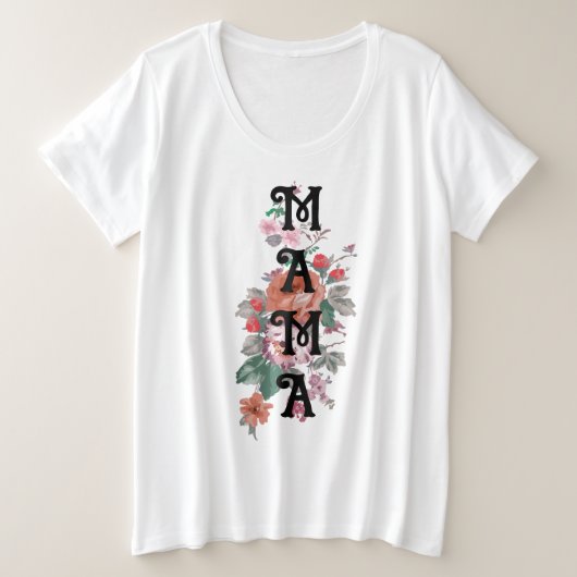 Schattige waterverf bloemen mama grote maat t-shirt (Design voorkant)
