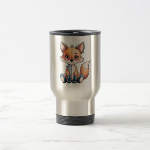 Schattige Waterverf Bloemen Patchwork Fox Reisbeker