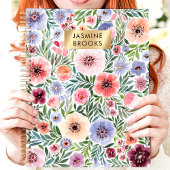 Schattige waterverf bloemenaangepaste naam planner
