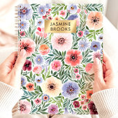 Schattige waterverf bloemenaangepaste naam planner