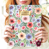 Schattige waterverf bloemenaangepaste naam planner