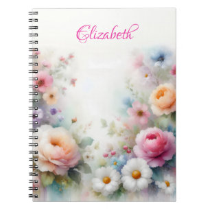 Schattige waterverf bloemige kunst elegante sjablo notitieboek
