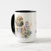 SCHATTIGE WATERVERF BLOODHOUND PUPPY DOG MOK (Voorkant links)