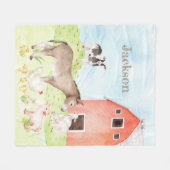 Schattige Waterverf Boerderij Dier Fleece Deken (Voorkant (Horizontaal))
